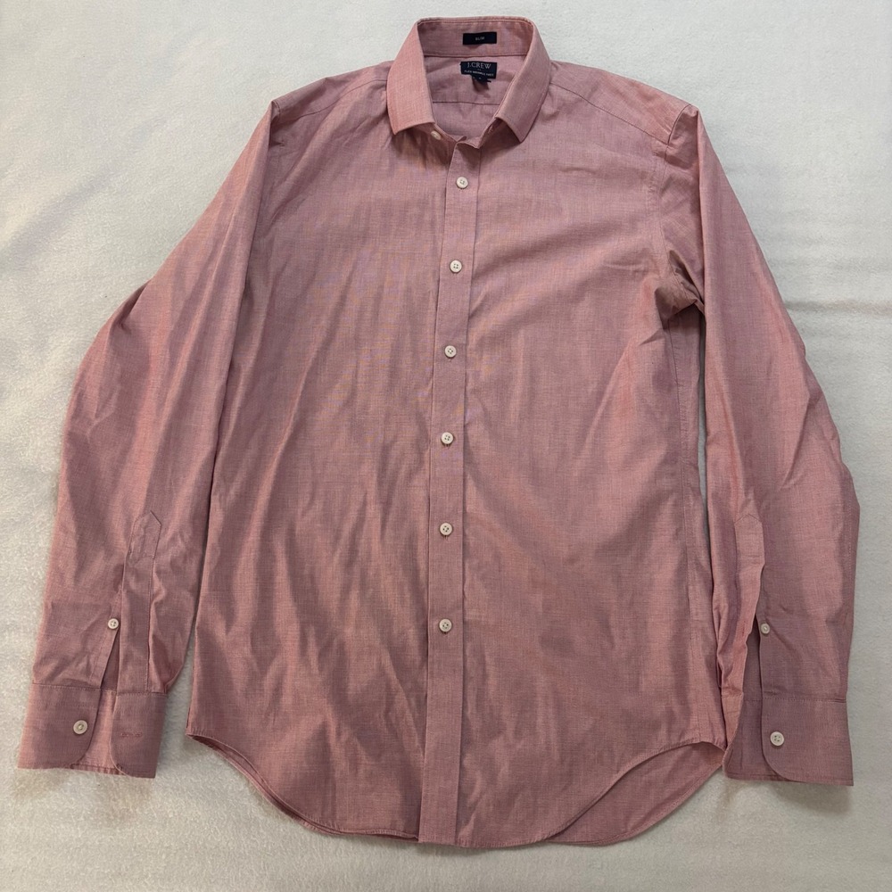 J.Crew Flex Wrinkle Free Slim Fit Shirt Mens Small Red White Micro Pattern